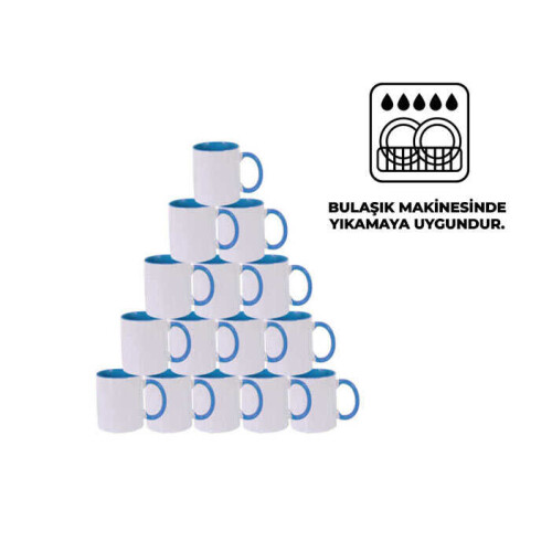 Sublimasyon Sapı ve İçi Mavi Mega Kupa Kutusuz - 