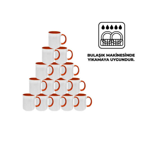 Sublimasyon Sapı ve İçi Turuncu Mega Kupa Kutusuz - 