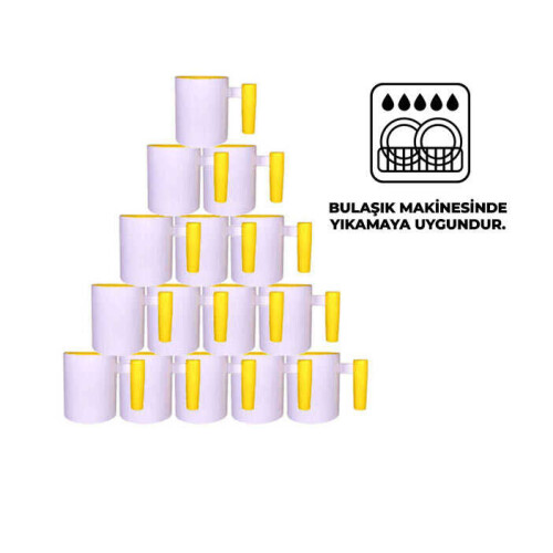 Süblimasyon Sarı Ahşap Saplı ve İçli Kupa UC Ksz - 