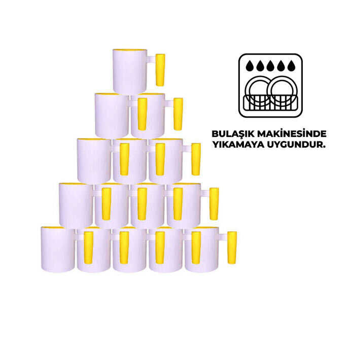 Süblimasyon Sarı Ahşap Saplı ve İçli Kupa UC Ksz - 1
