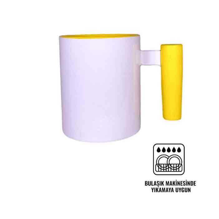 Süblimasyon Sarı Ahşap Saplı ve İçli Kupa UC - 1