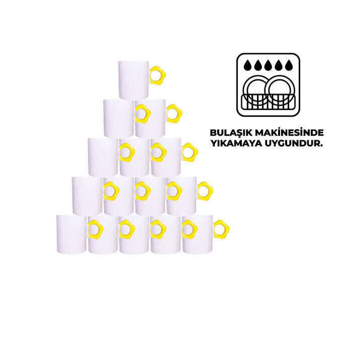 Süblimasyon Sarı Çiçek Saplı Kupa UC Kutusuz - 1