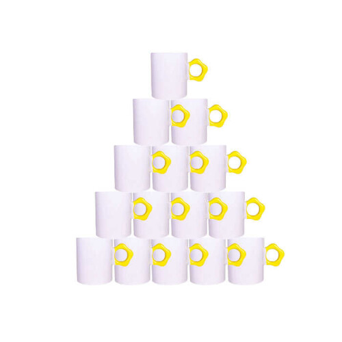 Süblimasyon Sarı Çiçek Saplı Kupa UC Kutusuz - (1)