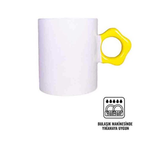 Süblimasyon Sarı Çiçek Saplı Kupa UC - 