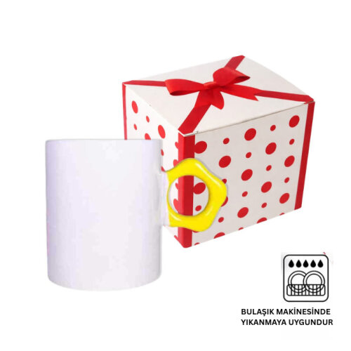 Süblimasyon Sarı Çiçek Saplı Kupa UC - 