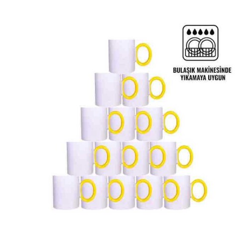 Süblimasyon Sarı Yuvarlak Saplı Kupa UC Kutusuz - 