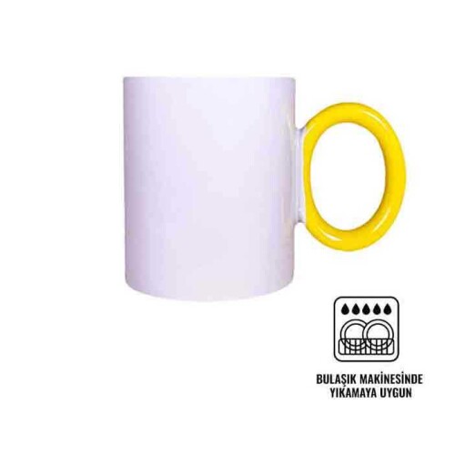 Süblimasyon Sarı Yuvarlak Saplı Kupa UC - (1)