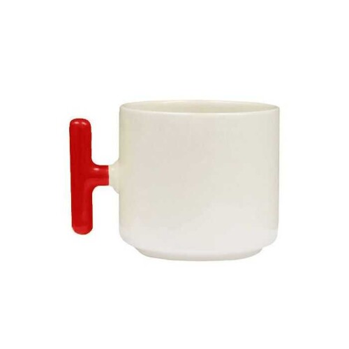 Sublimasyon Seramik T Kupa Bardak Sapı Kırmızı - 