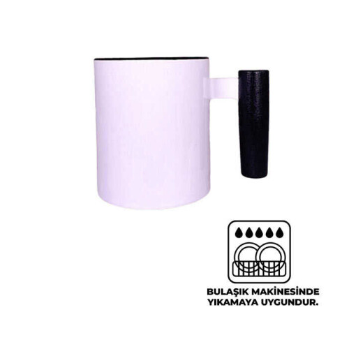 Süblimasyon Siyah Ahşap Saplı ve İçli Kupa UC - 