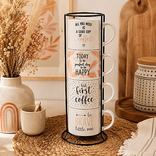Sublimasyon Standlı Nescafe Fincan Seti - 4lü - 