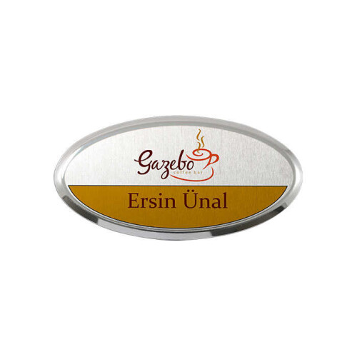 Sublimasyon Yaka İsimlik Metal KC3011 Gümüş Oval - 