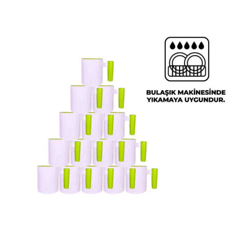 Süblimasyon Yeşil Ahşap Saplı ve İçli Kupa UC Ksz - 