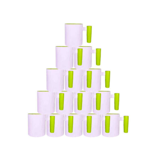 Süblimasyon Yeşil Ahşap Saplı ve İçli Kupa UC Ksz - (1)