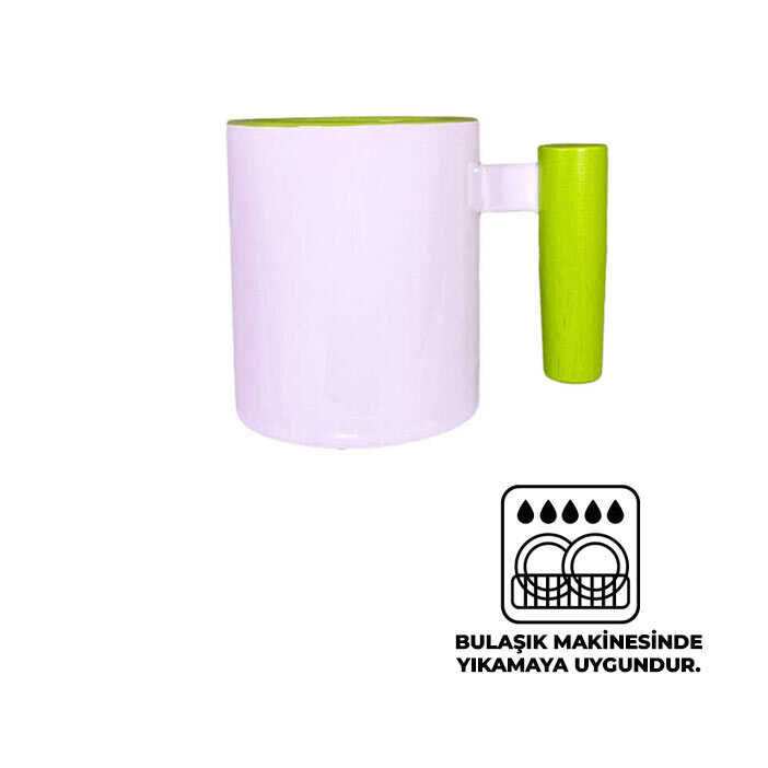 Süblimasyon Yeşil Ahşap Saplı ve İçli Kupa UC - 1