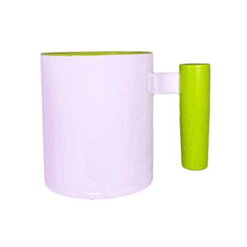 Süblimasyon Yeşil Ahşap Saplı ve İçli Kupa UC - (1)