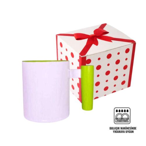 Süblimasyon Yeşil Ahşap Saplı ve İçli Kupa UC - (1)