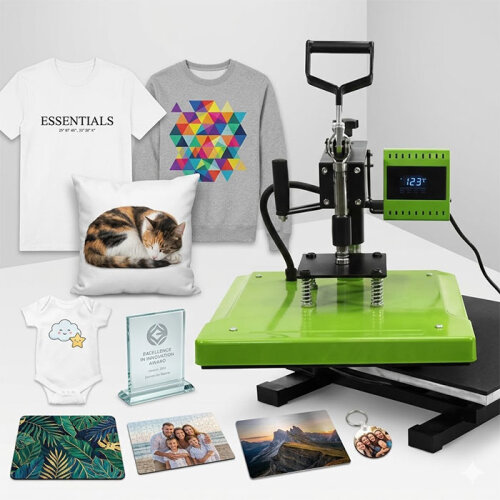 Tişört Baskı Makinası 38x38 HP3805B Yeşil - (1)