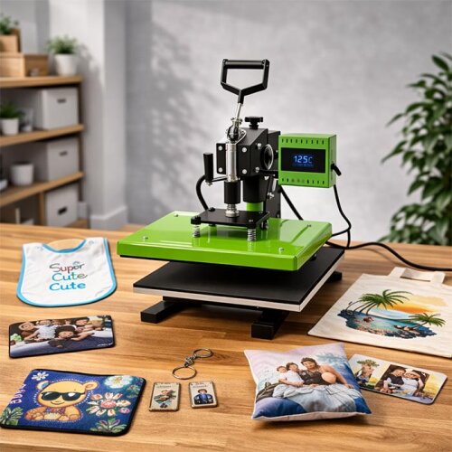 Tişört Baskı Presi 40x50 Swing Away HP3805B Yeşil - (1)