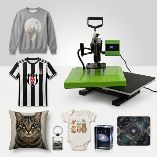 Tişört Baskı Presi 40x50 Swing Away HP3805B Yeşil - (1)