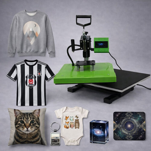 Tişört Baskı Presi 40x50 Swing Away HP3805B Yeşil - (1)