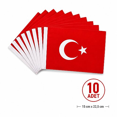 Türk Masa Bayrağı 15x22,5 cm 10 lu Paket - 